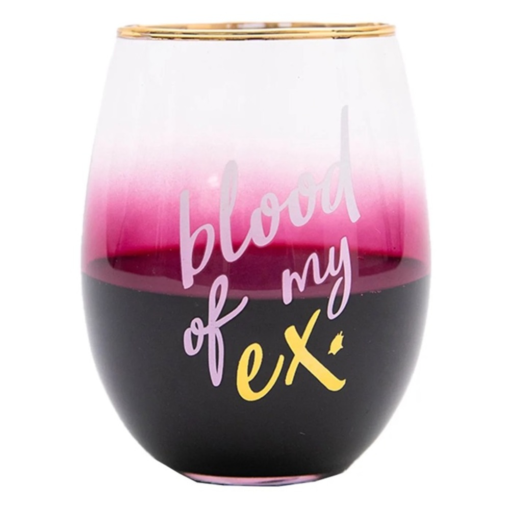 Blood Of My Ex Stemless Wine Glass Transparent With Gold Details New